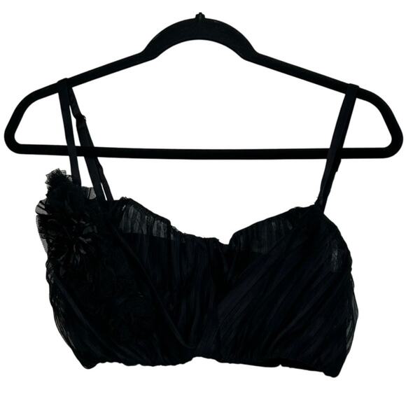 NWT Carol Malony Black Ruched Lace Bralette 34D NWT USA Made Designer Lingerie - Picture 2 of 12